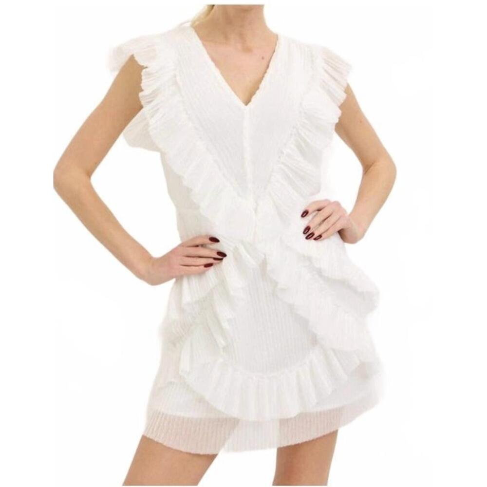NEW LENA v-neck sleeveless mini dress in white